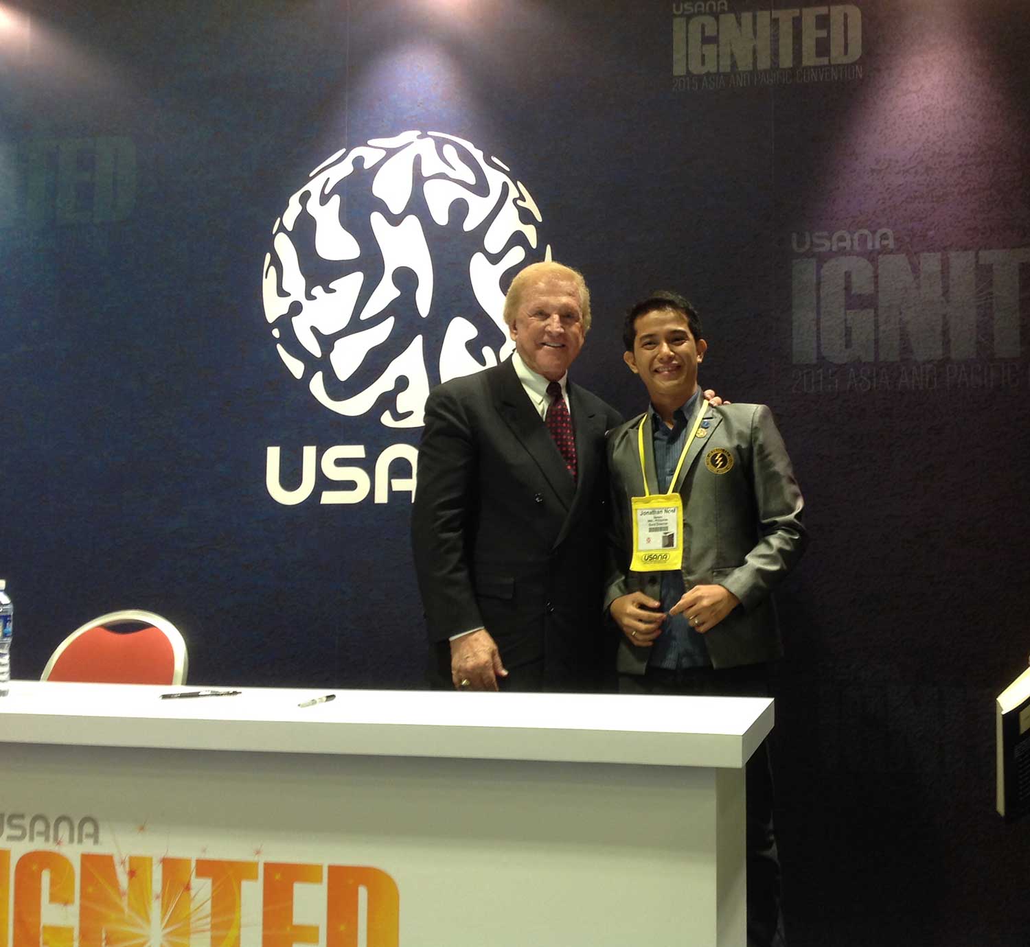 Photo with Dr. Denis Waitley at USANA Convention held in Singapore