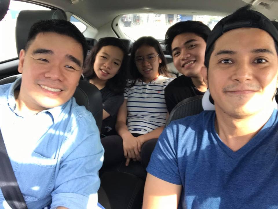 Photo inside mt car with Dennis Sy and his kids