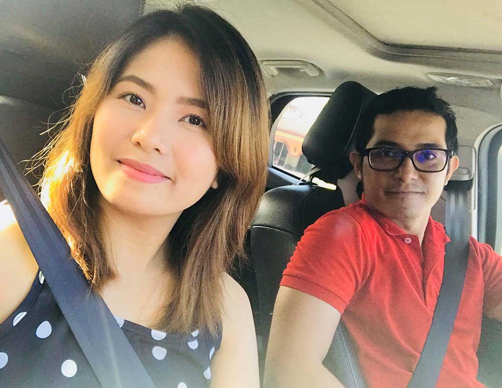 Selfie with wife at car